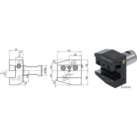 PREMUS 235003 40X25X44 Szerszámtartó CNC esztergagéphez, Radiális, jobbos rövid / fej feletti balos rövid, szorítóékes befogással