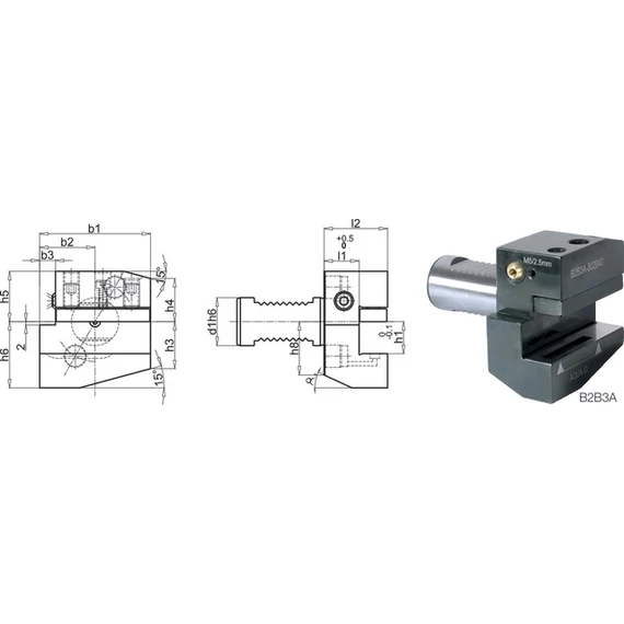 PREMUS 235005 40X25X44 Szerszámtartó CNC esztergagéphez, Radiális, balos rövid / fej feletti jobbos rövid