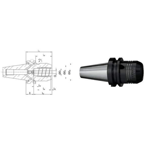 SCHUNK 241412,5 Meredek kúpos befogó, JIS B 6339 Tendo E Compact hidroplasztikus befogó, AD/B alak, rövid, nehéz, G6,3 15.000 1/min fordulatszámnál