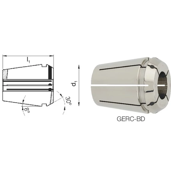 FAHRION 248414 3,0 Tartozékok ER szorítópatronos befogóhoz , Precíziós szorítópatron Protect 425E GERC16-BD, tömített, befogási tartomány 3,0 - 10,0 mm