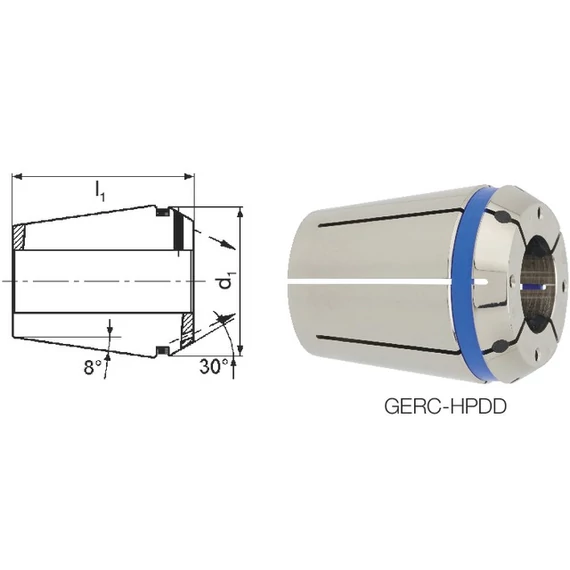 FAHRION 248444 4,0 Tartozékok ER szorítópatronos befogóhoz , Precíziós szorítópatron, Protect 425E GERC16-HPDD, befogási tartomány 4,0 - 8,0 mm