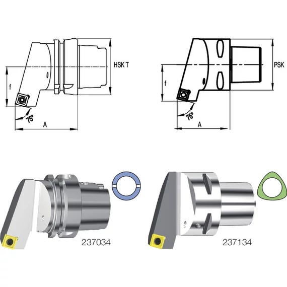 SWISS TOOLS 237034 6312R Késszár, HSK T, 90°/75° SSBC L/R