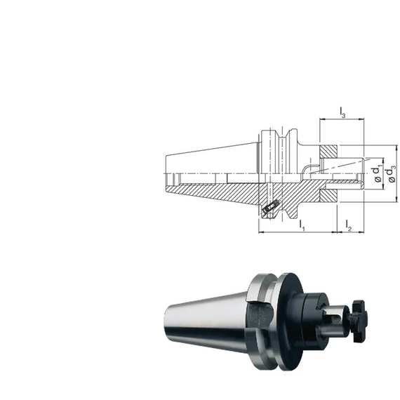 PRETEC 241051 40X27 Meredek kúpos befogó, JIS 6339, kombi feltűzhető marótüske, AD alak, rövid, G6,3 15.000 1/min fordulatszámnál