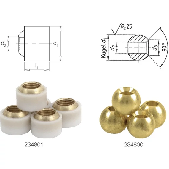 PRETEC 234801 10 Precitool szerszámtartó alkatrészek, Gömbfúvókák műanyag köpennyel