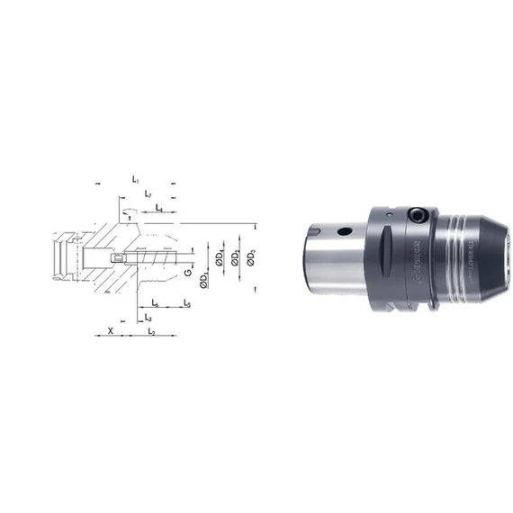 SCHUNK 241430 C6/12 Poligon száras kúpos befogó, Tendo E Compact hidroplasztikus befogó, rövid, G2,5 25.000 1/min fordulatszámnál