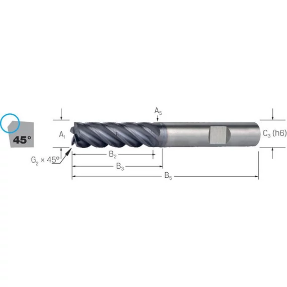 PREMUS 175519 8,00 Tömör keményfém szármaró VHM-AlTiN, 40°, letöréssel