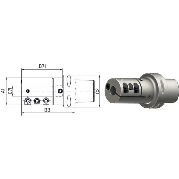 SWISS TOOL 237156 6340 Fúrórúd tartó, HSK T, rezgéscsillapító