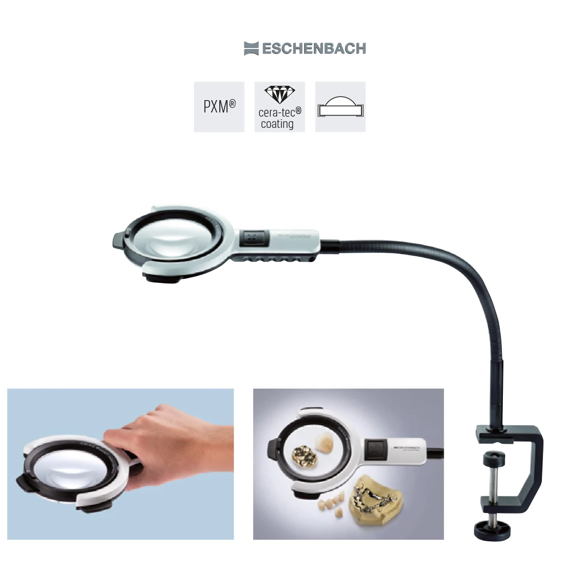 Lupenleuchte vario LED,flex350Drm.:76 mm,2,5-fach,ESCHENBACH