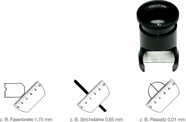 PRECITOOL 391100 ETUI Mérőnagyító, sárgaréz ház