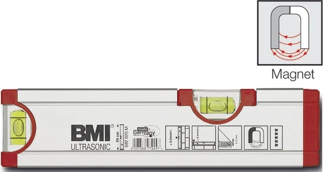 BMI 370400200 Alumínium vízmérték, ULTRASONIC