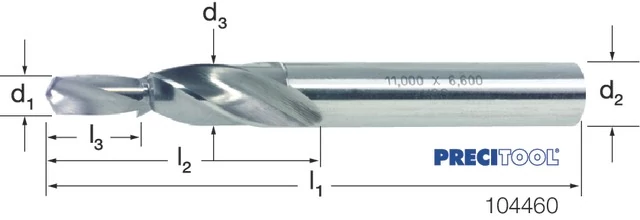 PREMUS 104460 M4 Rövid Fúró lépcsős, HSS 180° átmenő furat