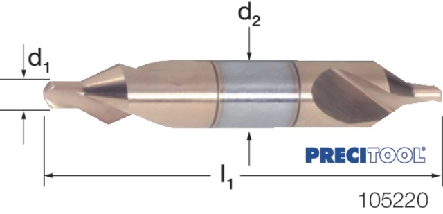 PREMUS 105220 1,00 Központfúró, HSS-Co 60° A alak TiN