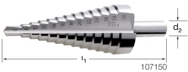 PREMUS 107150 6-30 Fúró lépcsős, HSS egyenes horony