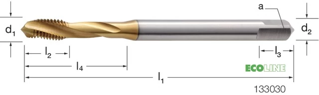 PRETEC 133030 M3,5 Gépi menetfúró, HSS-Co RSP15 TiN