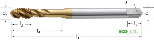 PRETEC 133070 M4 Gépi menetfúró, HSS-Co R40 TiN