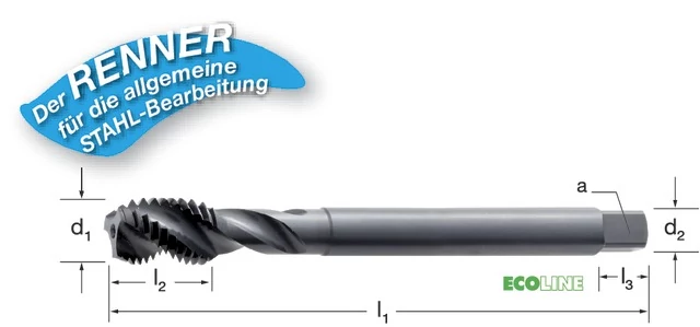 PRETEC 133150 M10 Gépi menetfúró, HSS-Co RSP40 gőzöléssel megeresztett