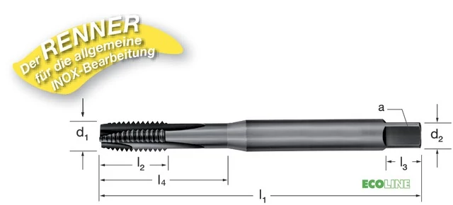 PRETEC 135010 M3,5 Gépi menetfúró, HSS-Co gőzöléssel megeresztett