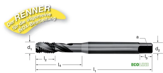 PRETEC 135410 M5 Gépi menetfúró, HSS-Co RSP35 gőzöléssel megeresztett