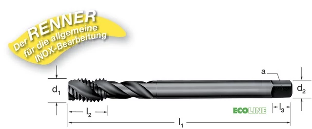 PRETEC 135510 M10 Gépi menetfúró, HSS-Co RSP35 gőzöléssel megeresztett