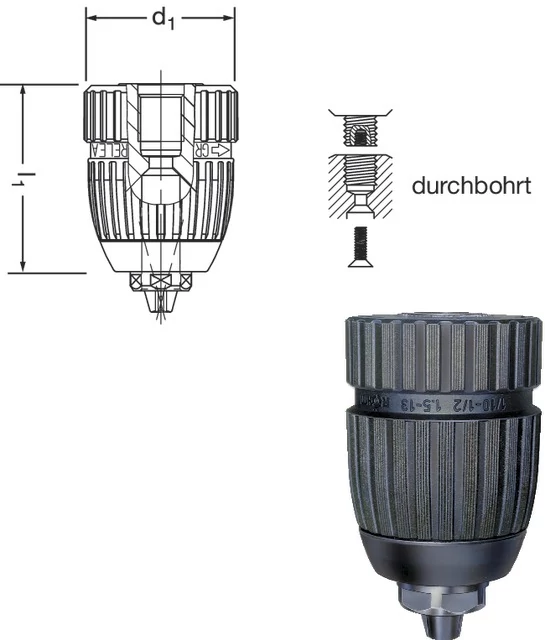 RÖHM 214350 1-10 Fúrótokmány Extra RV, radiális reteszeléssel, befogó 3/8