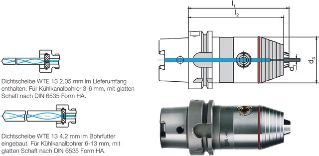 WTE 242314 100/16 CNC precíziós fúrótokmány, DIN 69893 A/D