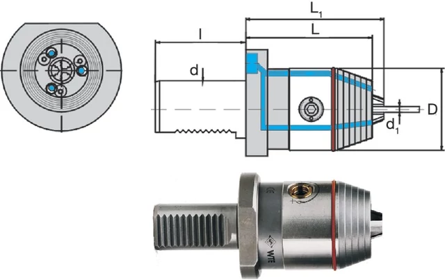 WTE 234702,307692308 CNC precíziós fúrótokmány, DIN 69880 3 permetező gömbfúvókával