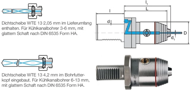 WTE 234707,307692308 CNC precíziós fúrótokmány, DIN 69880 belső hűtőfolyadék hozzávezetéssel