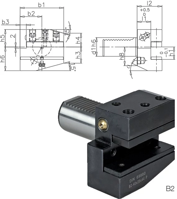 PRETEC 233050 B230X20X40 Szerszámtartó CNC esztergagéphez, Radiális szerszámtartó balos rövid B2 alak