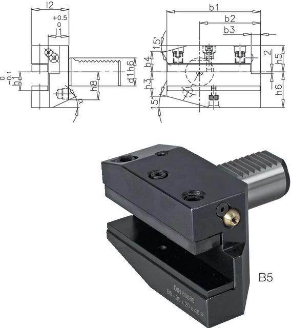 PRETEC 233200 B516X12X34 Szerszámtartó CNC esztergagéphez, Radiális szerszámtartó jobbos hosszú B5 alak