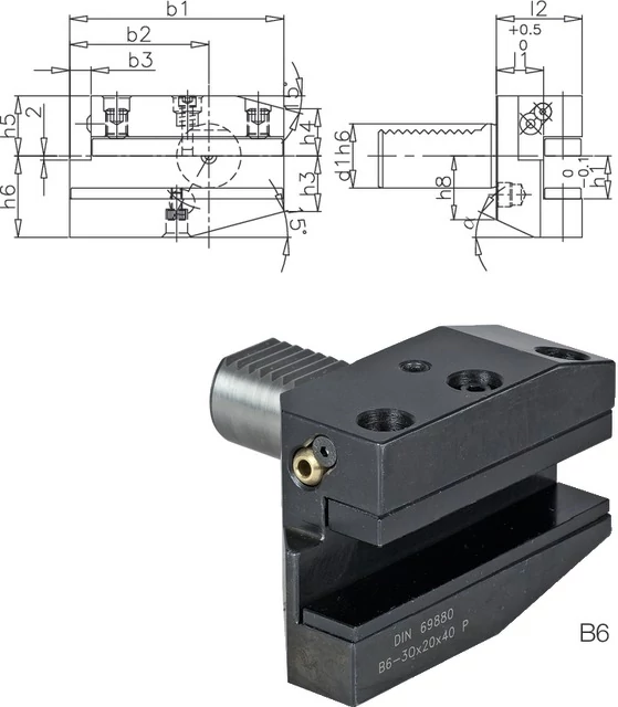 PRETEC 233250 B616X12X24 Szerszámtartó CNC esztergagéphez, Radiális szerszámtartó balos hosszú B6 alak