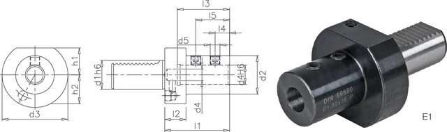 PRETEC 234100 E120X16 Szerszámtartó CNC esztergagéphez, Fúró befogó E1 alak