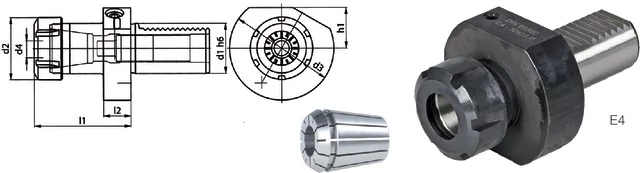 PRETEC 234550 E416X16 Szerszámtartó CNC esztergagéphez, Szorítópatron befogó E4 alak