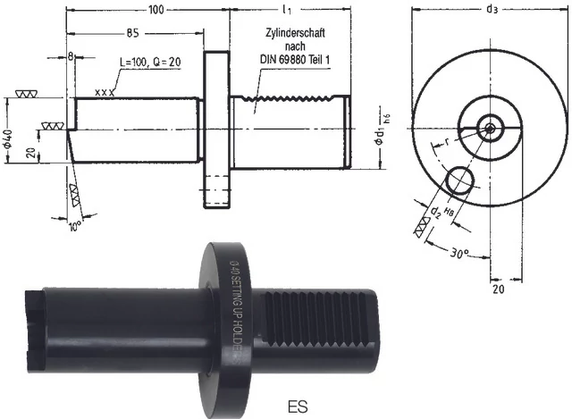 PRETEC 234750 30 Szerszámtartó CNC esztergagéphez, DIN 69880