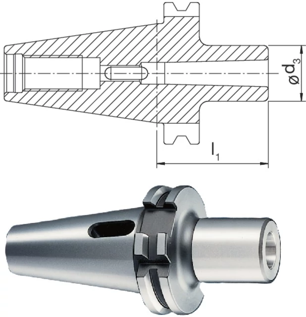 PRETEC 240630 40X1 Meredek kúpos befogó, Közpersely, AD alak, rövid, G6,3 8.000 1/min fordulatszámnál