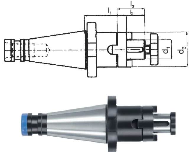 PRETEC 240050 40X16 Meredek kúpos befogó, Kombi feltűzhető marótüske DIN 2080 rövid