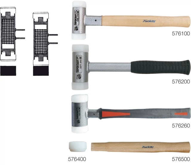 HALDER 576100 35 Nylonkalapács, visszaütésmentes, hikori nyéllel és cserélhető betétekkel