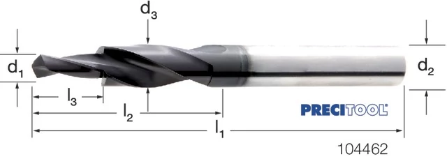 PREMUS 104462 M10 Rövid Fúró lépcsős, HSS 180° átmenő furat TiAlN