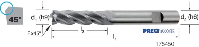 PREMUS 175450 8,00X40 Szármaró, Tömör keményfém hosszú/extra hosszú élletöréssel