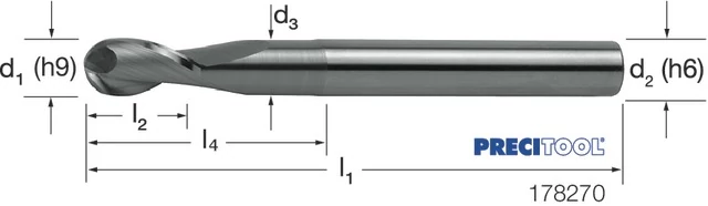 PREMUS 178270 10,00 Gömbmaró, Tömör keményfém hosszú