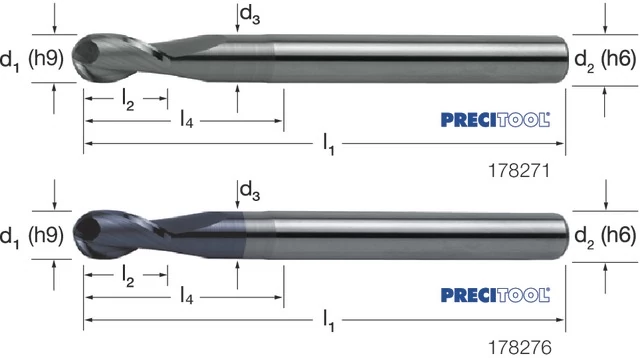 PREMUS 178271 10,00 Gömbmaró, Tömör keményfém extra hosszú