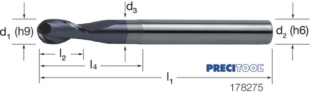 PREMUS 178275 2,00 Gömbmaró, Tömör keményfém hosszú ALCRONA