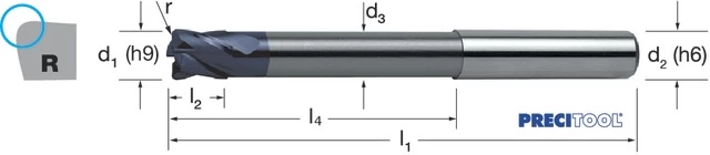 PREMUS 179075 3,00X0,3 Tóruszmaró, Tömör keményfém extra hosszú sarokrádiusszal X-CEED