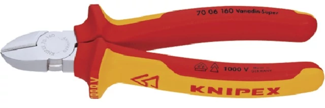 KNIPEX 554857160 VDE oldalcsípő fogó, krómozott, többkomponensű burkolattal