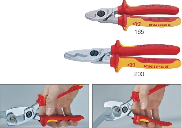 KNIPEX 554937200 VDE kábelolló, krómozott, többkomponensű burkolattal