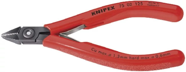 KNIPEX 555403 125KF Elektronikai oldalcsípőfogó, barnított, műanyaggal bevont markolattal és keskeny fejjel