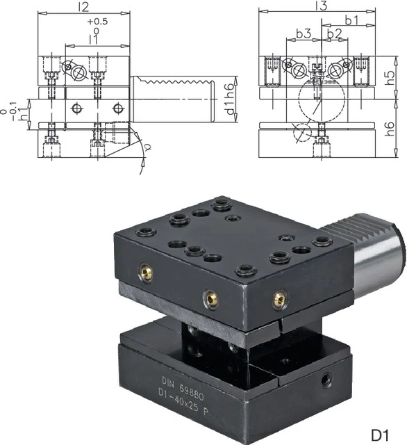 PRETEC 233700 D125X16X48 Szerszámtartó CNC esztergagéphez, Szerszámtartó többszörös befogóval D1 alak