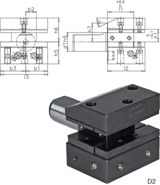 PRETEC 233750 D225X16X48 Szerszámtartó CNC esztergagéphez, Szerszámtartó többszörös befogóval fordított D2 alak