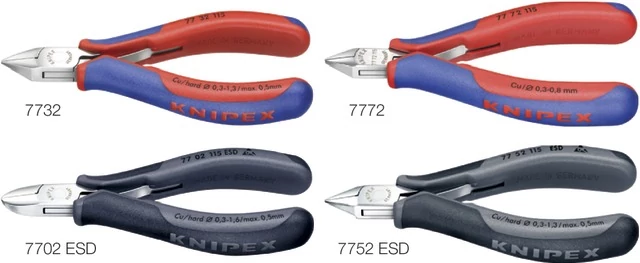 KNIPEX 555210 7702ESD Elektronikai oldalcsípőfogó, tükörpolírozott ESD többkomponensű burkolattal