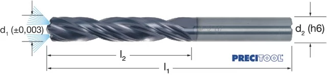 PREMUS 103305 9,49 Fúródörzsár, HA száralak 3 × D belső hűtés