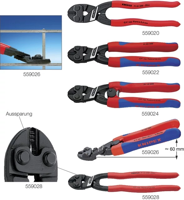 KNIPEX 559020200 Kompakt csapszegvágó, műanyaggal bevont markolattal